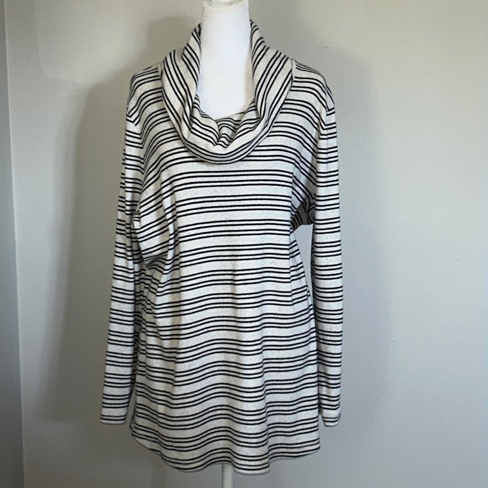 T by Talbots Striped Cowl Neck Top Size 2X - Picture 2 of 10